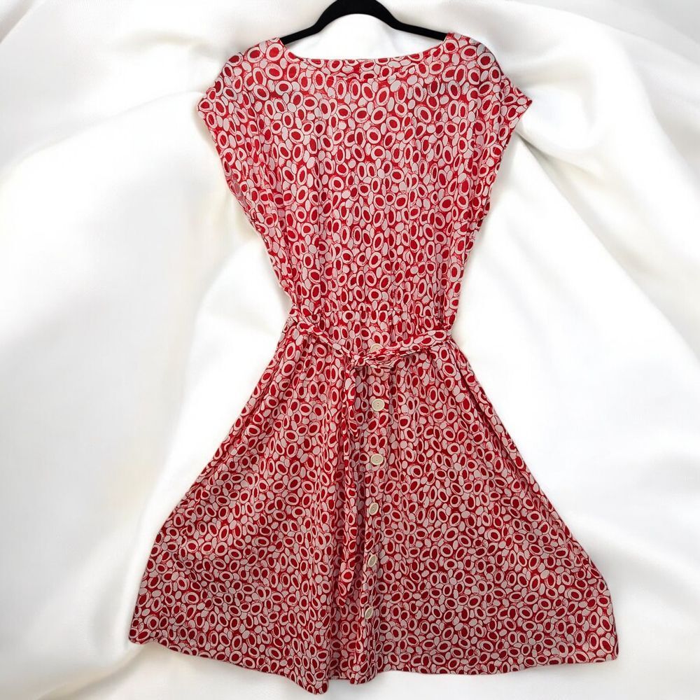 Haband‎ For Her Vintage Red White Geometric Circle Print Midi Dress Womens XL